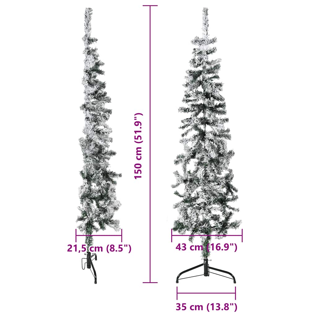 Künstlicher Halb-Weihnachtsbaum mit Ständer Schlank Weiß 180 cm