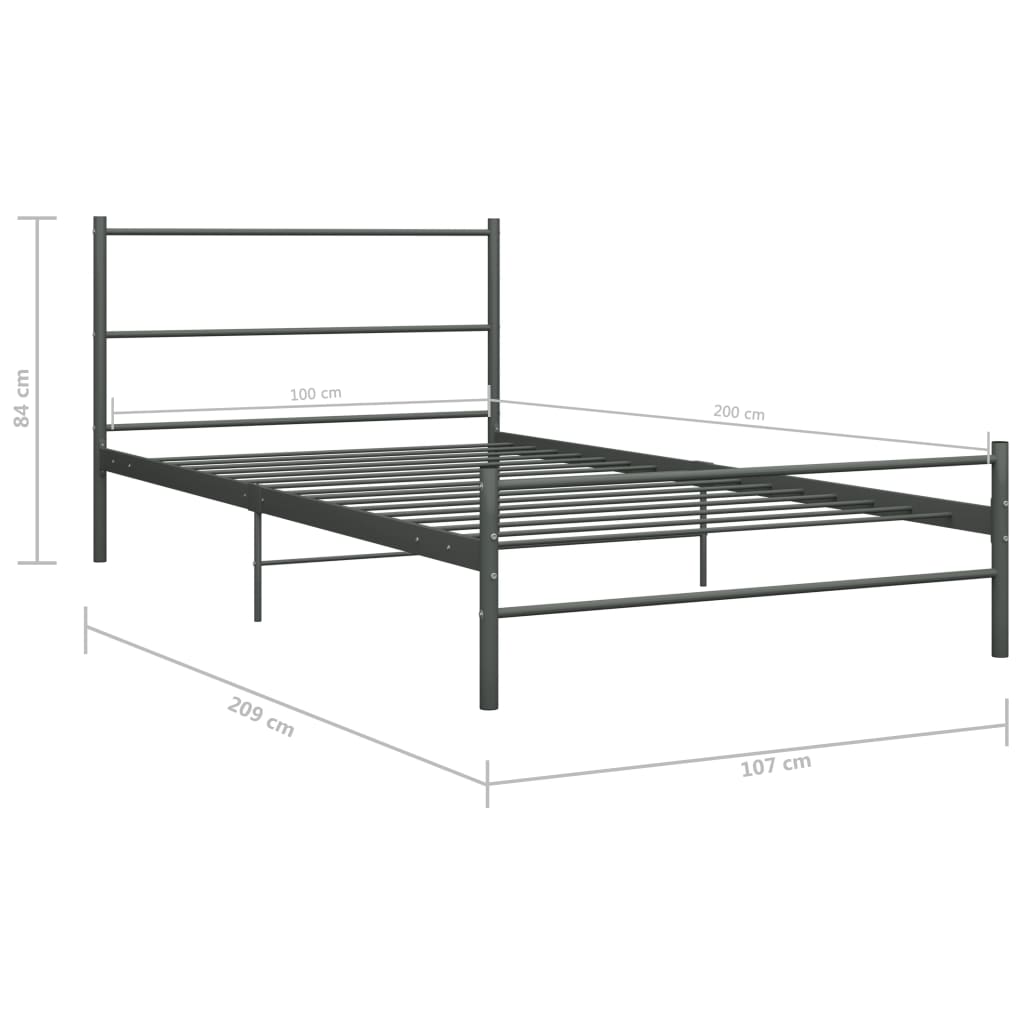 Bettgestell Grau Metall 180×200 cm