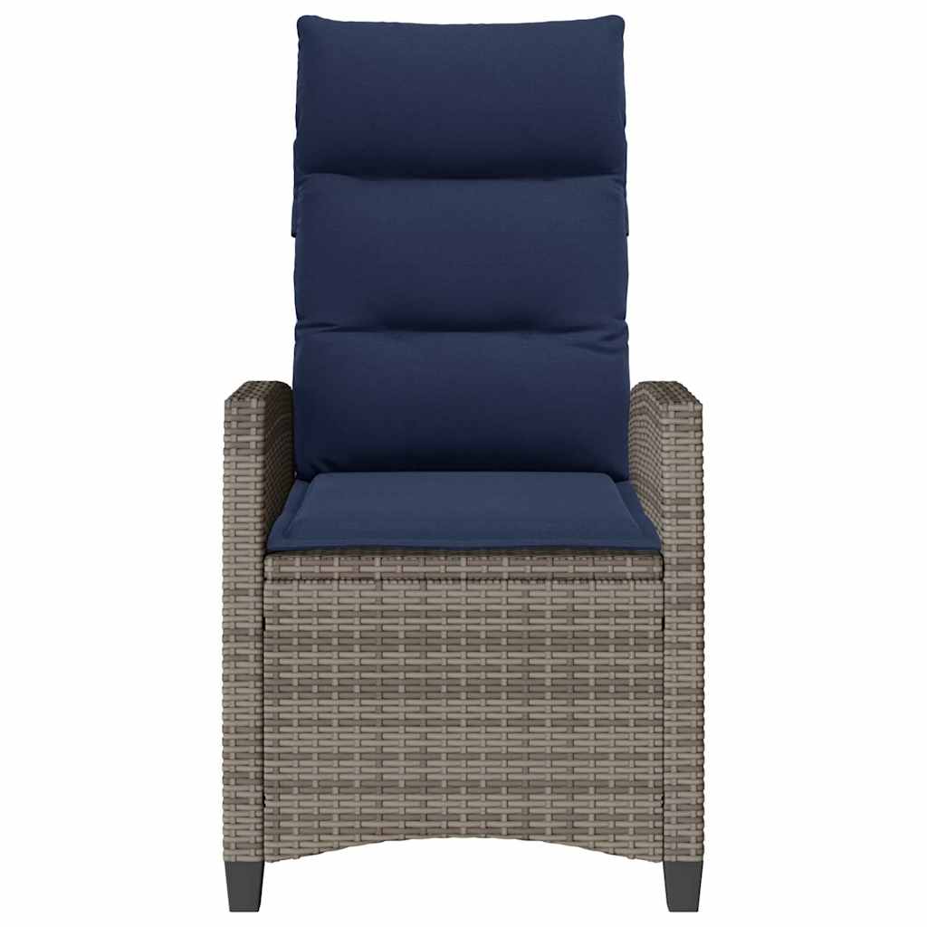 Gartensessel mit Beistelltisch Verstellbar Schwarz Poly Rattan