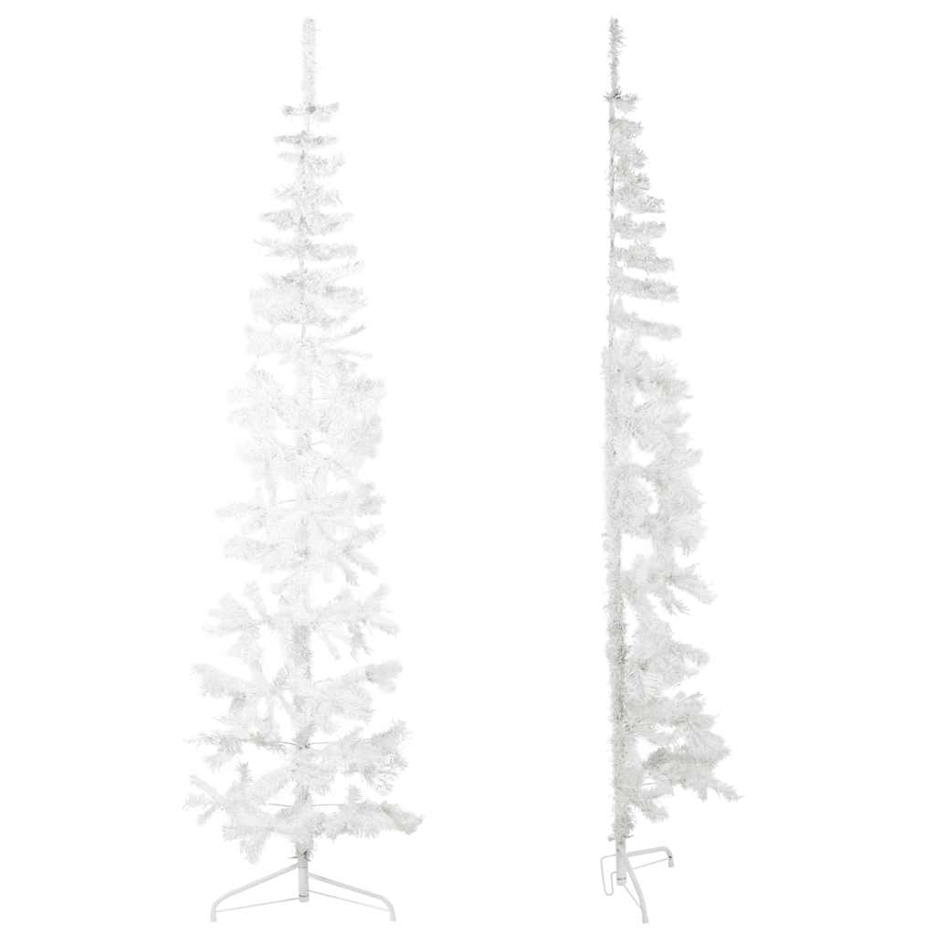 Künstlicher Halb-Weihnachtsbaum mit Ständer Schlank Weiß 180 cm