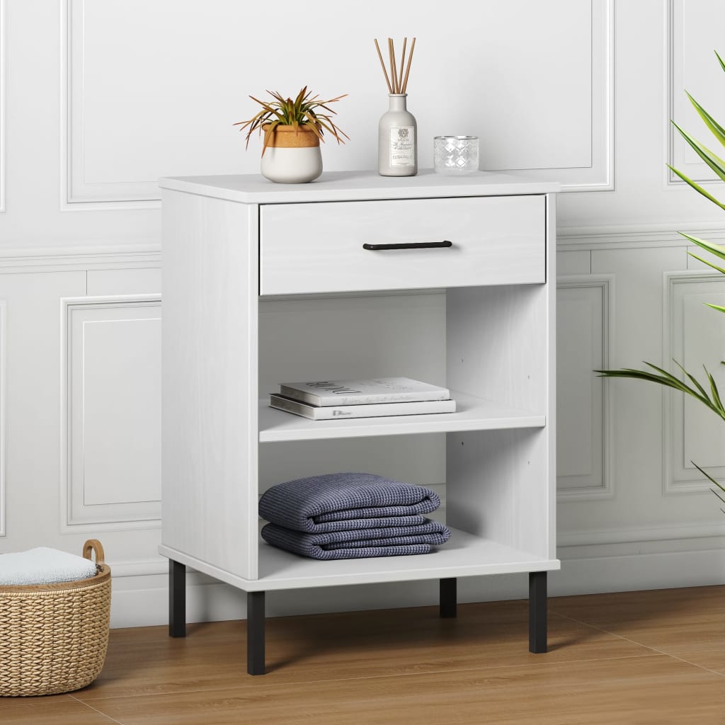 Konsolenschrank OSLO mit Metallbeinen Braun Massivholz Kiefer