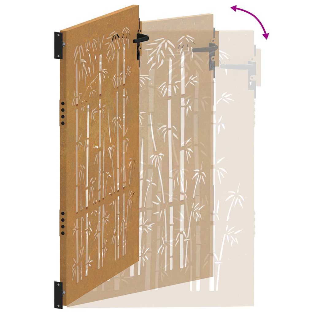 Gartentor 100x75 cm Cortenstahl Bambus-Design