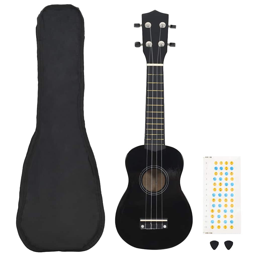 Sopran Ukulele Set für Kinder mit Tasche Dunkles Holz 21