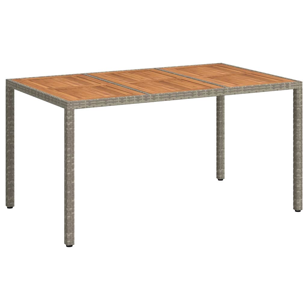 Gartentisch 150x90x75 cm Hartglas und Poly Rattan Grau