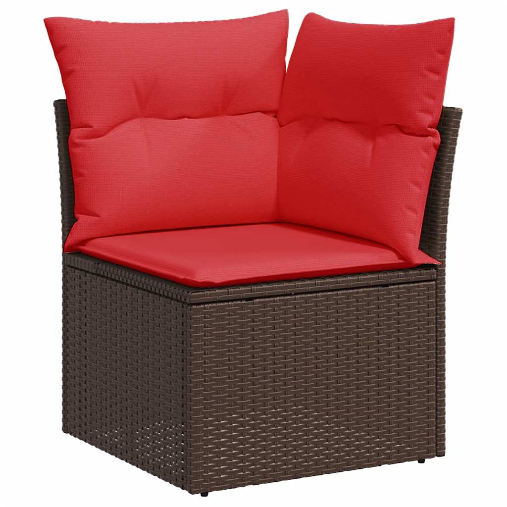 10-tlg. Garten-Sofagarnitur mit Kissen Schwarz Poly Rattan