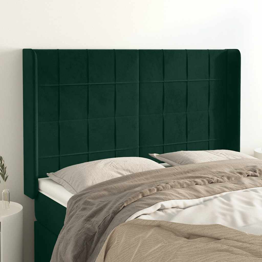 Kopfteil mit Ohren Dunkelblau 93x16x78/88 cm Samt
