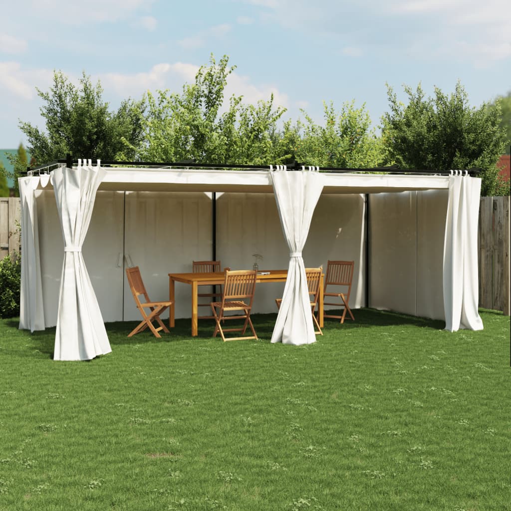 Pavillon mit Vorhängen Creme 3x3 m Stahl