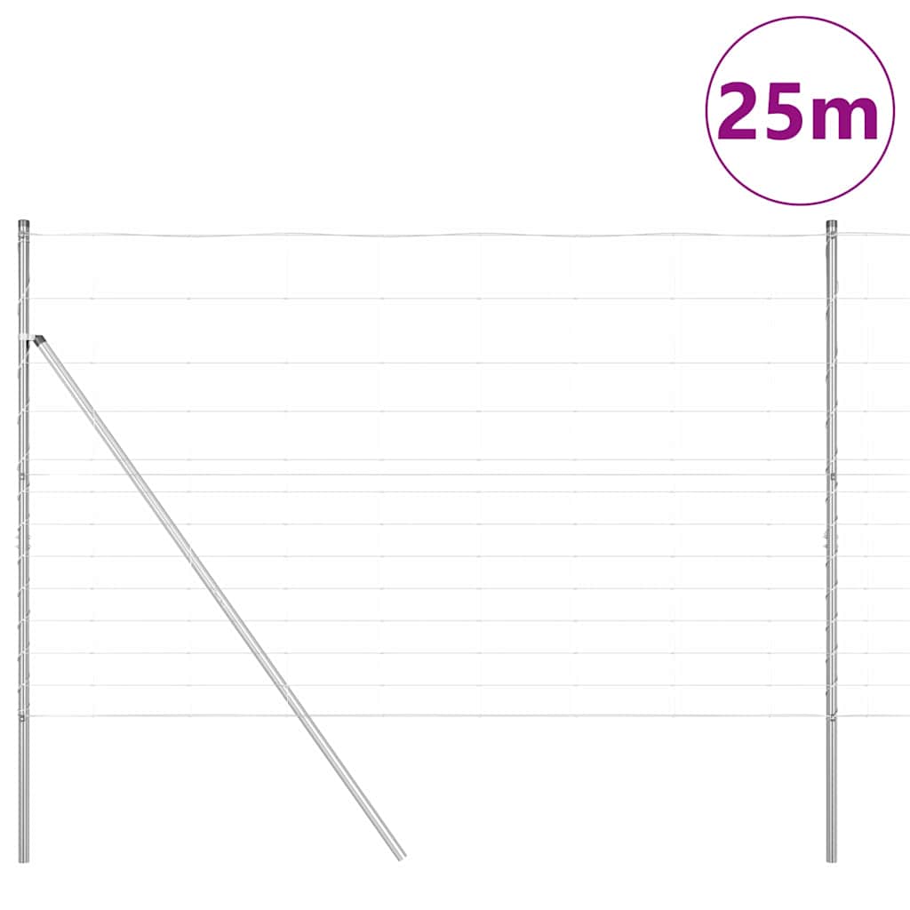 Ground Fix Geschweißter Drahtzaun 25 x 0,8 m Silber Netz