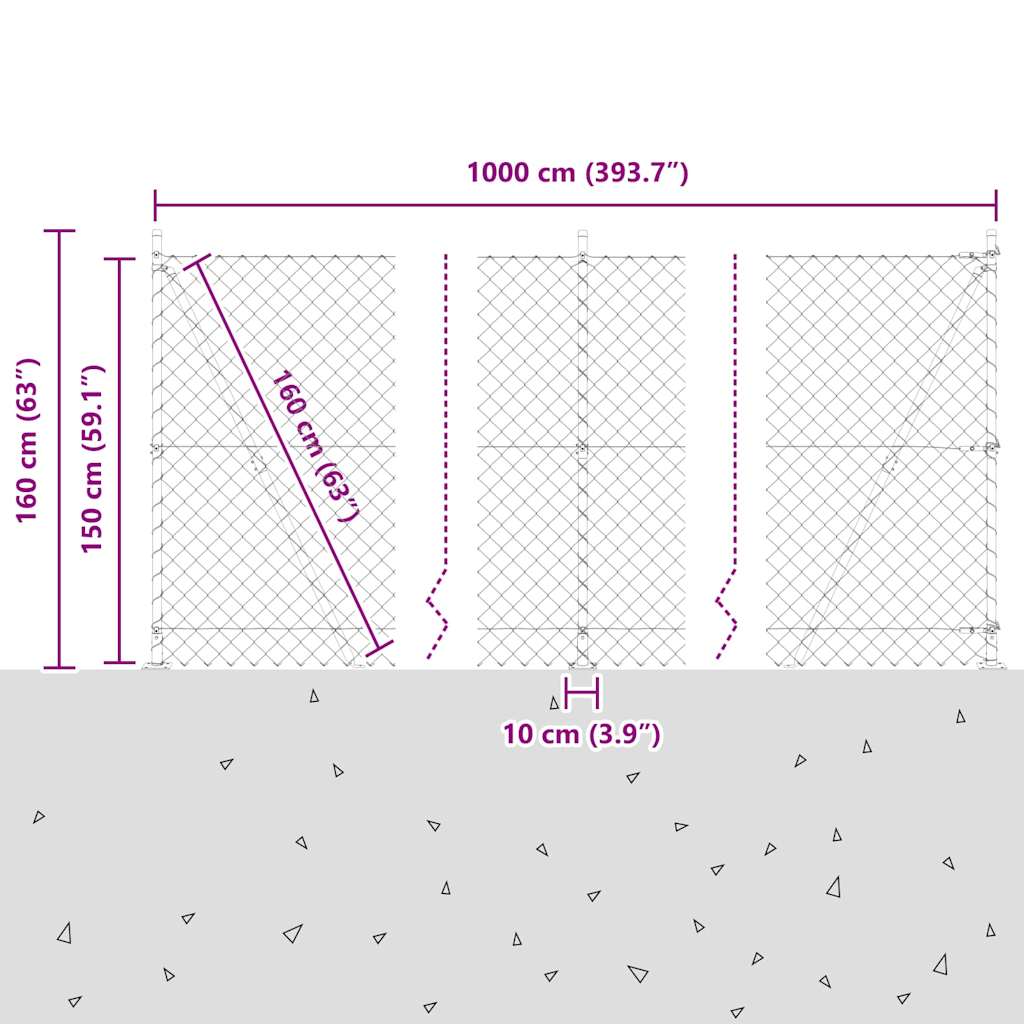 Outdoor Kettenglied-Zaun Erdfixierung 10 x 0,4 m Grün Netz