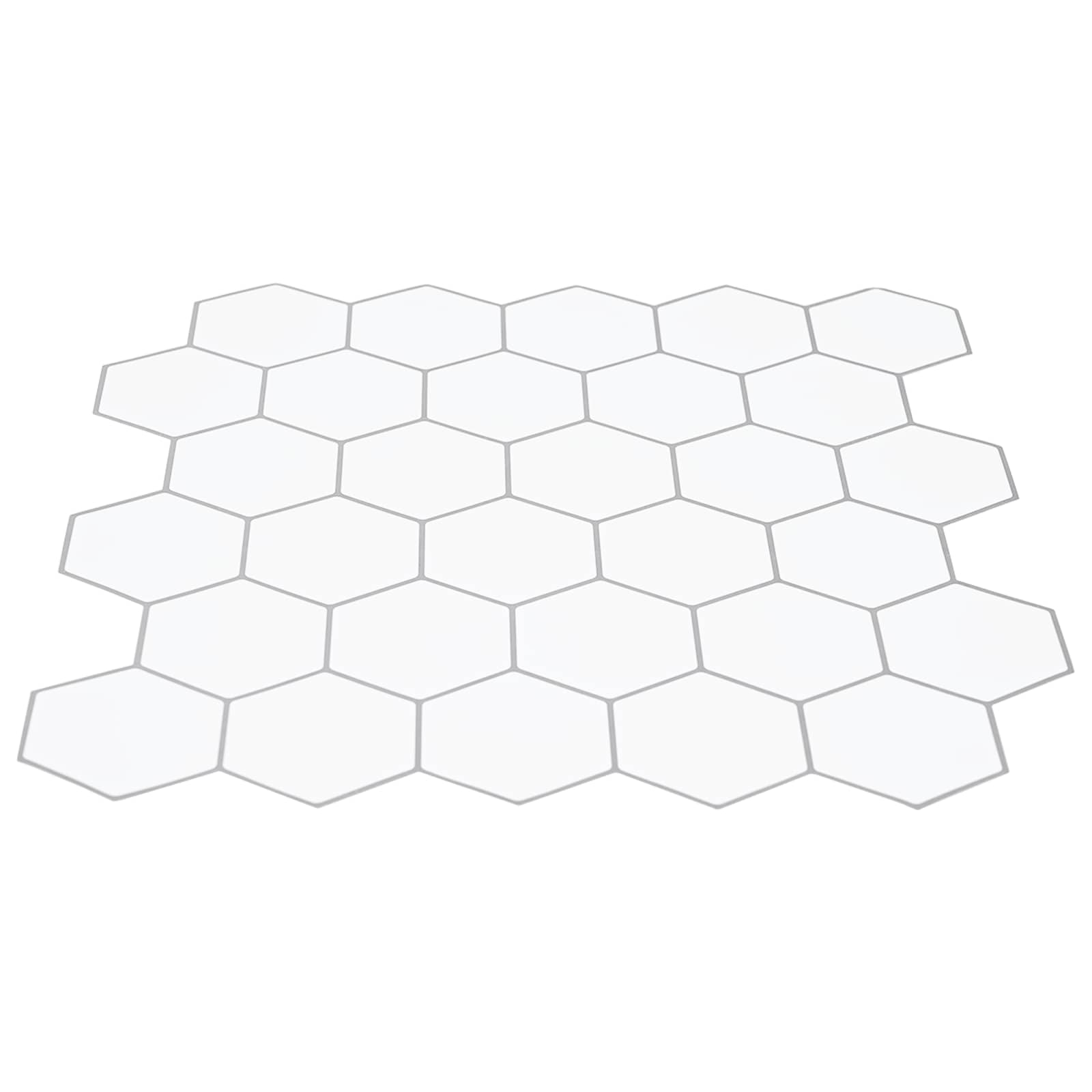 Sechseckige Fliese 10 pcs Weiß Grau 30 x 30 cm