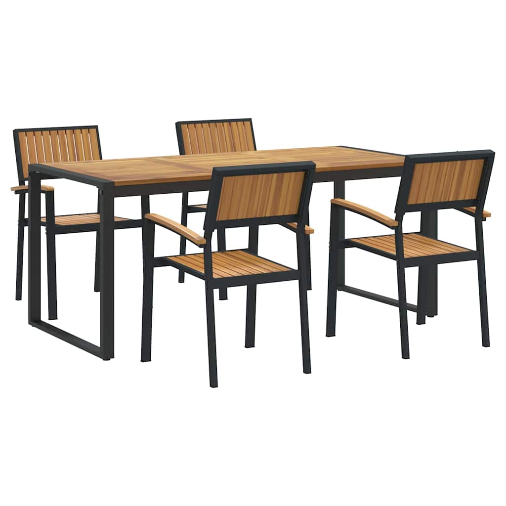 Garten Essgruppe 5 pcs Grau Massivholz Akazie