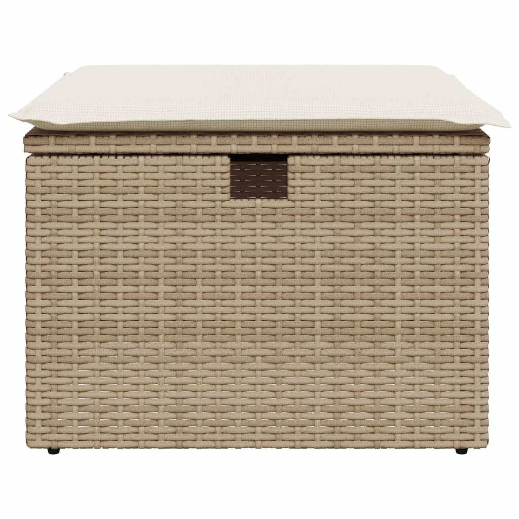 Gartenhocker mit Kissen Schwarz 55x55x37 cm Poly Rattan