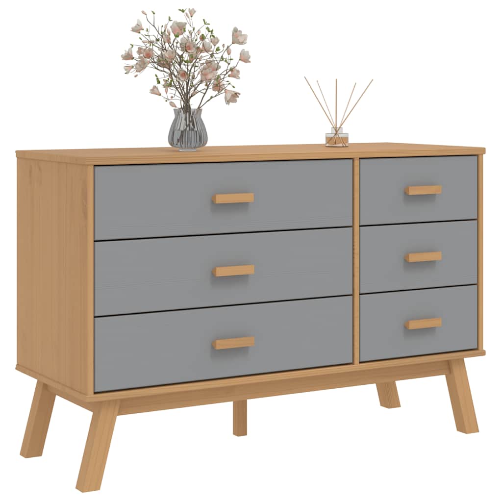 Schubladenschrank OLDEN Braun Massivholz Kiefer