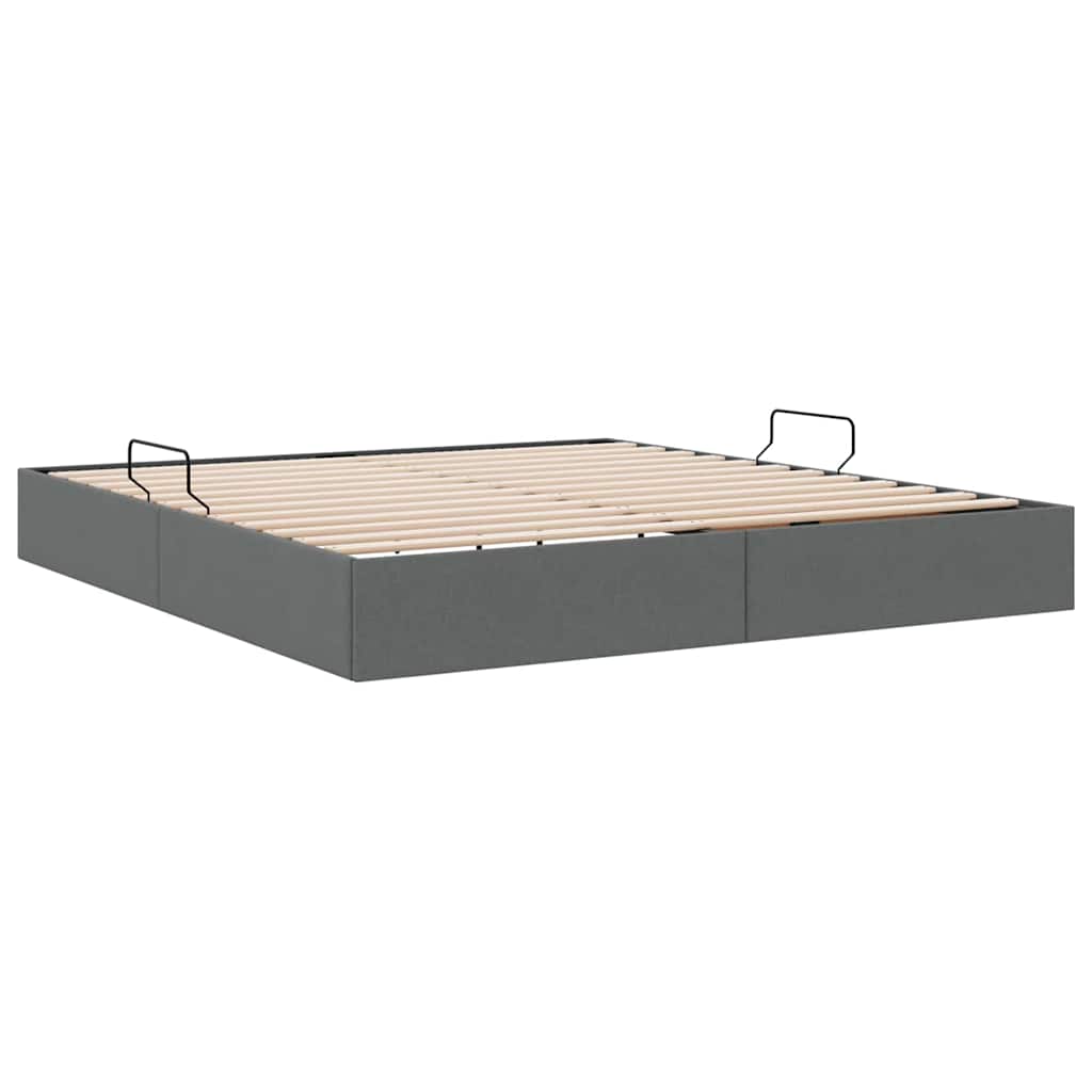 Aufbewahrungsbett mit Kopfteil Hellgrau 90 x 190 cm Stoff