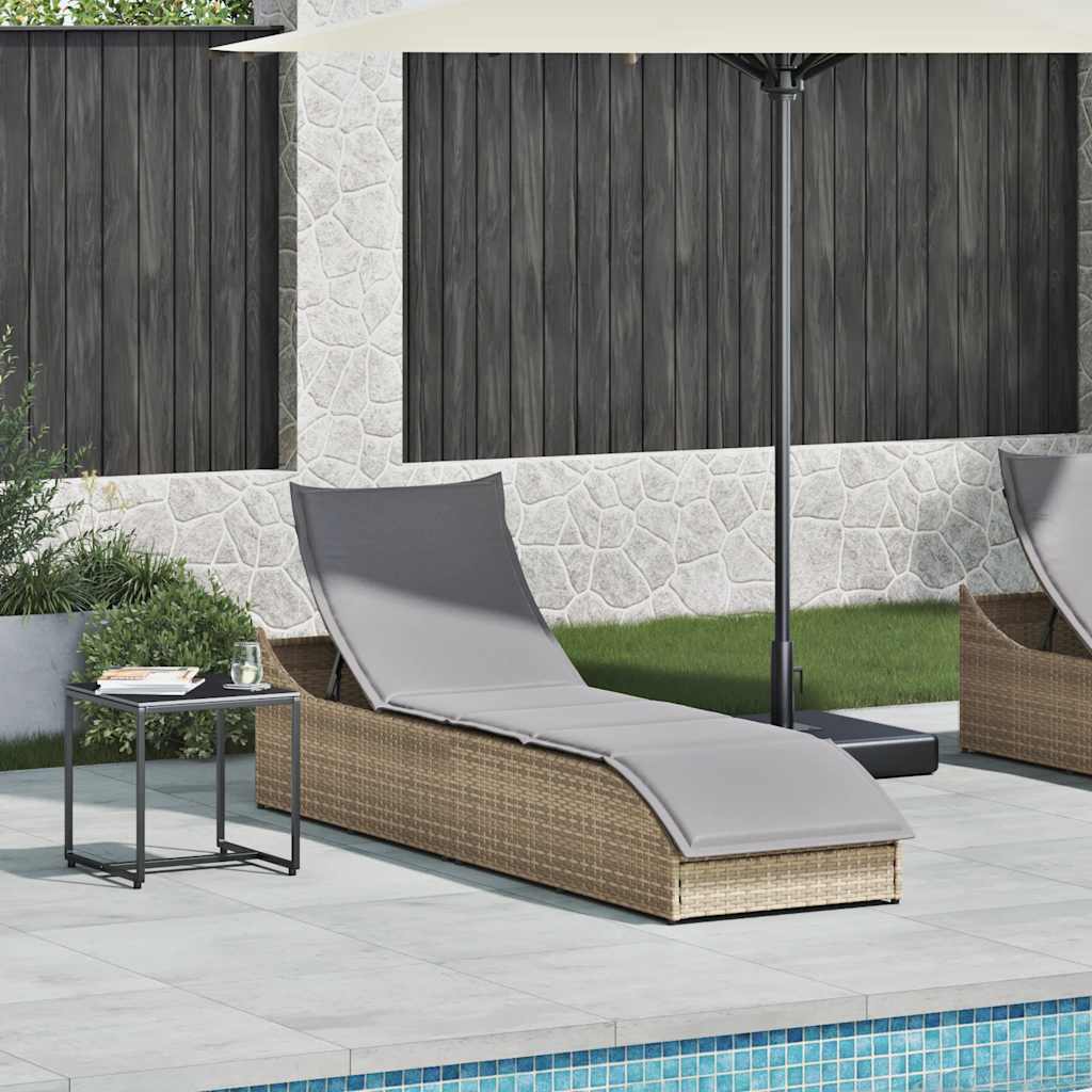 Klappliege mit Auflage und Stauraum Schwarz Poly-Rattan