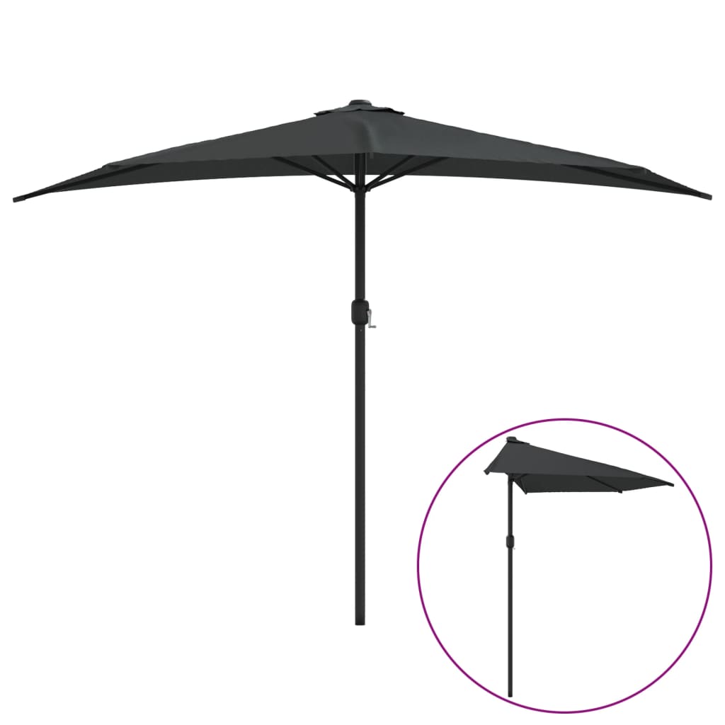 Balkon-Sonnenschirm Alu-Mast Bordeauxrot 270x144x222cm Halbrund