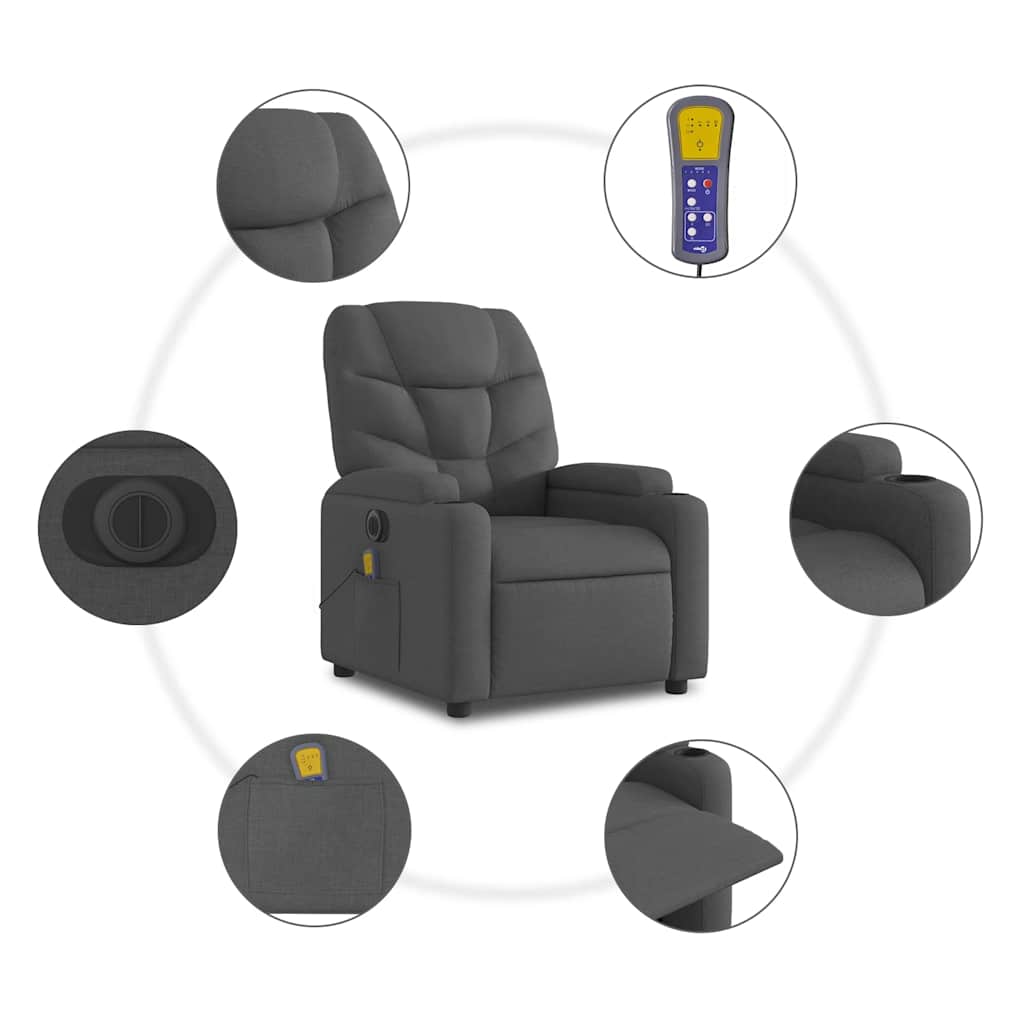 Relaxsessel Elektrisch Dunkelgrau Stoff