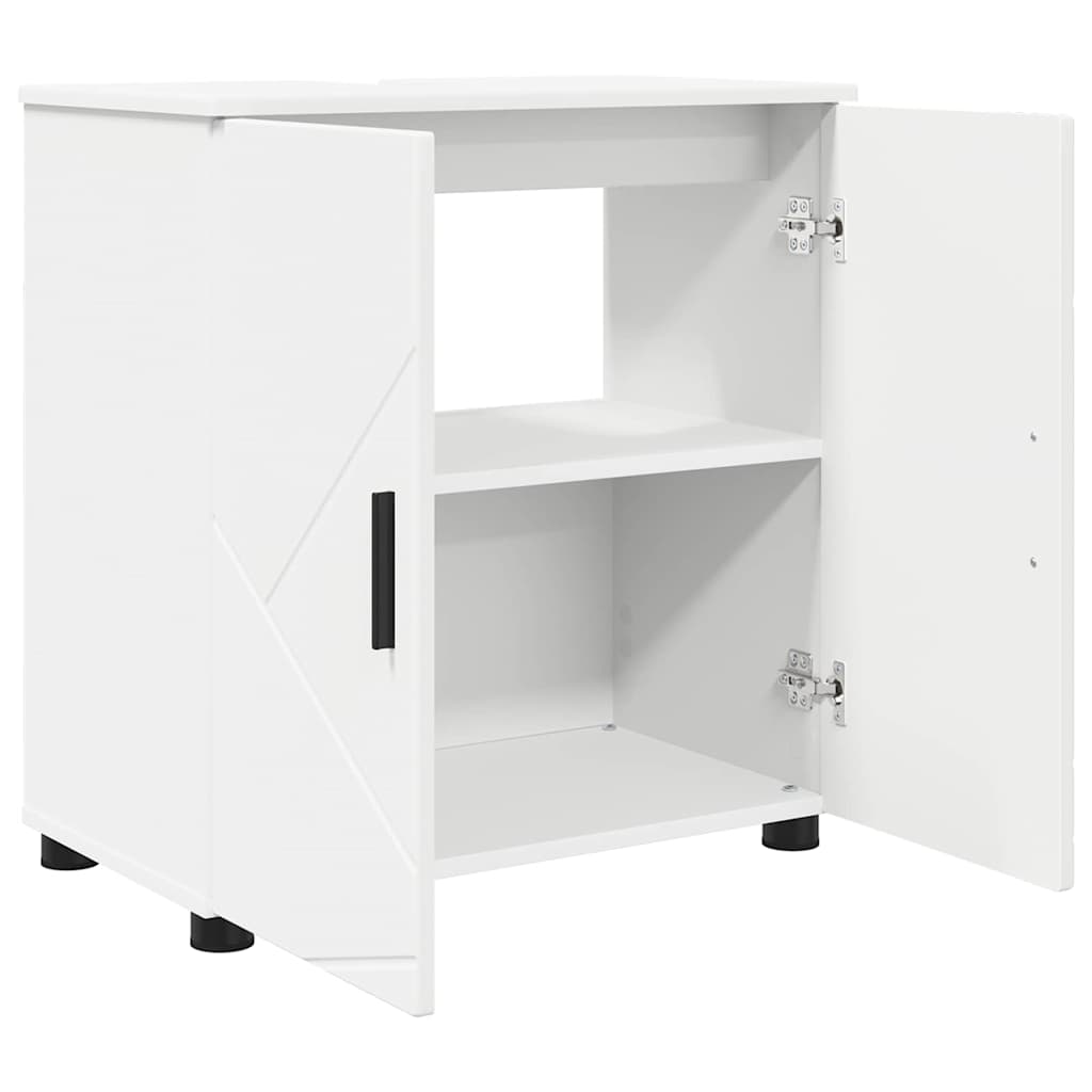 Badezimmermöbel-Set mit Tür 3 pcs Weiß Holzwerkstoff & Metall