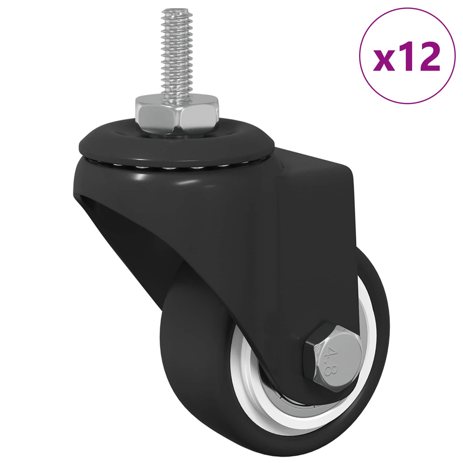 Drehrolle 2 pcs Schwarz 40,4 x 40,4 x 19,7 mm Eisen und Nylon