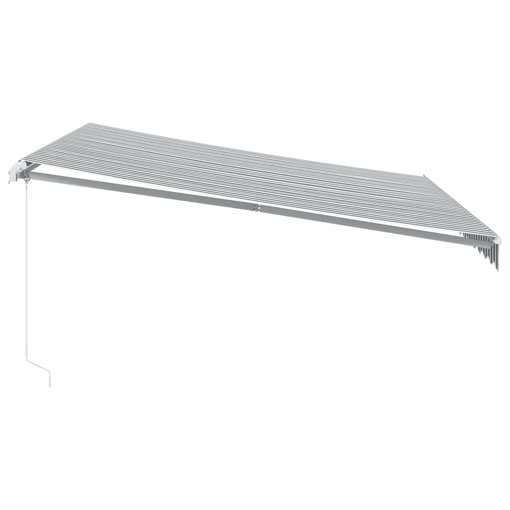 Markise Manuell Einziehbar mit LED 300x250 cm Blau und Weiß