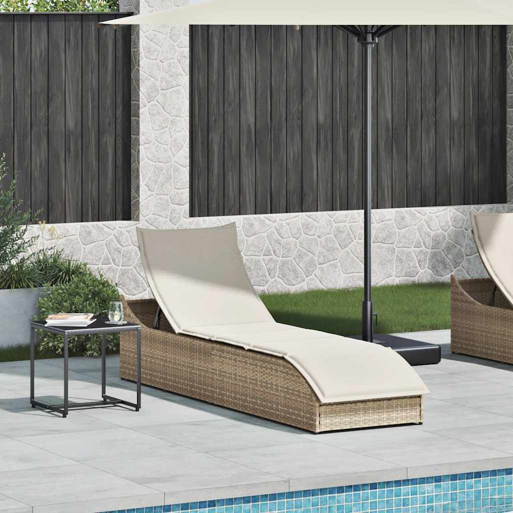 Klappliege mit Auflage und Stauraum Schwarz Poly-Rattan