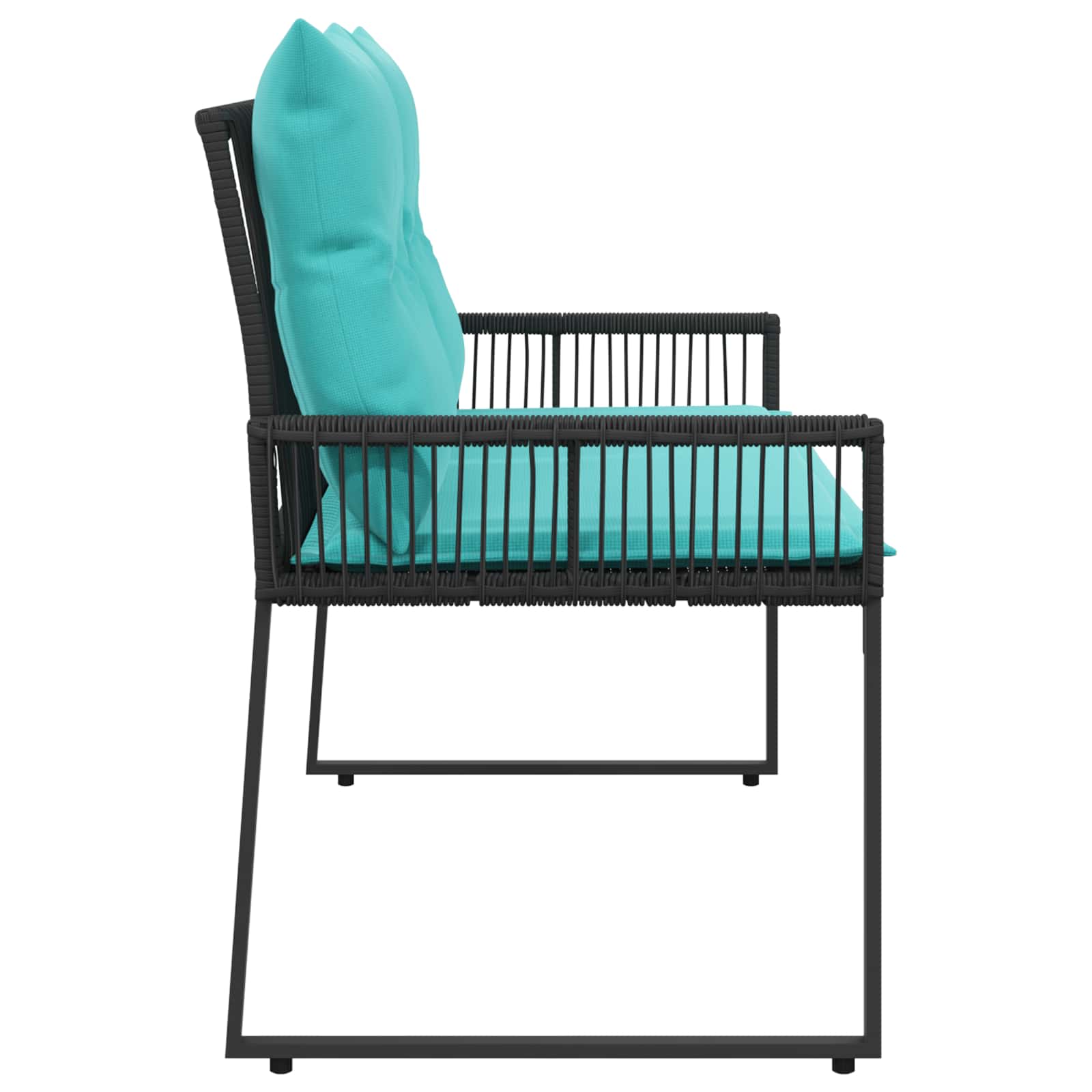 Bank Outdoor mit Kissen 4 pcs Schwarz und Cremeweiß Poly-Rattan