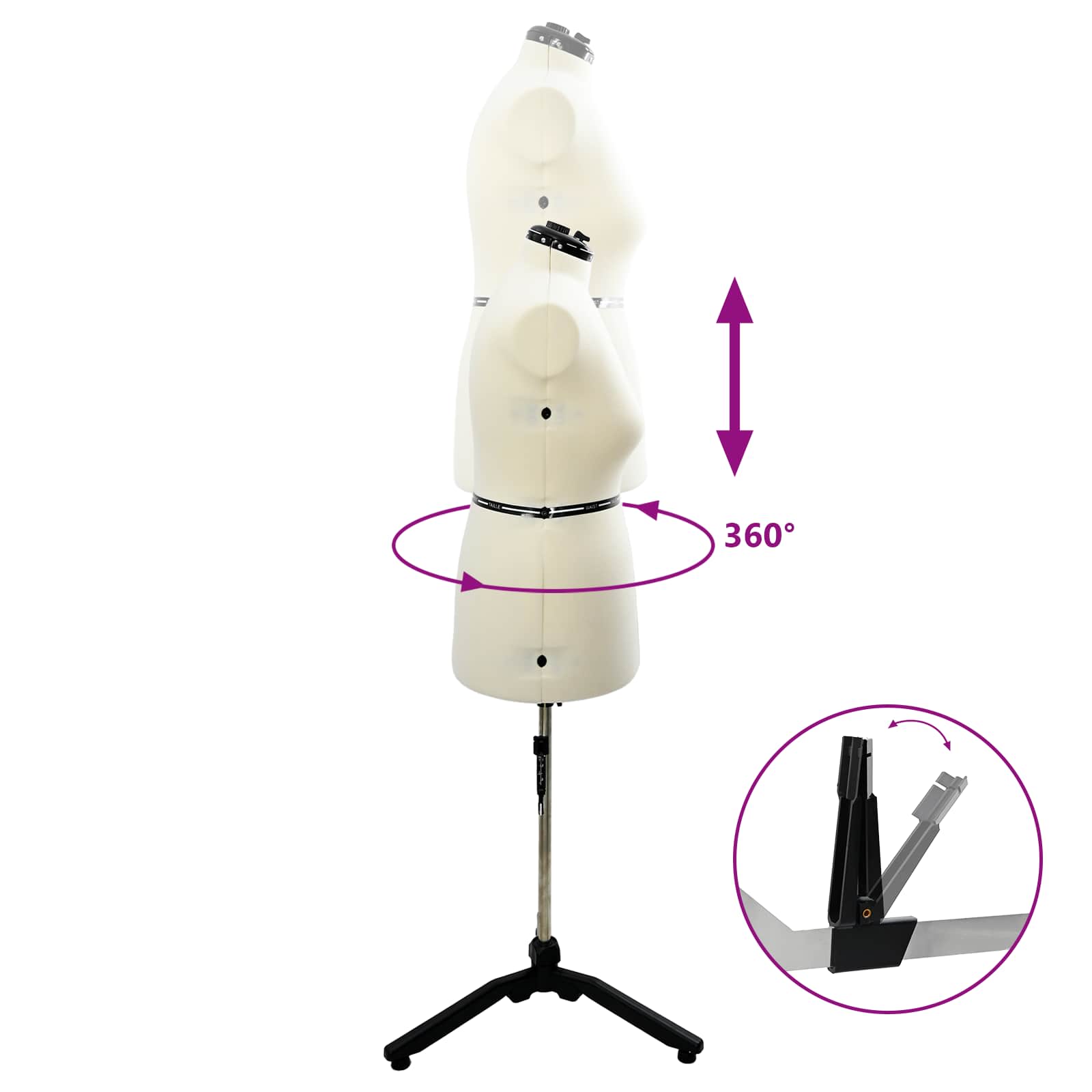 Verstellbare Kleiderform für Damen Creme S Samt