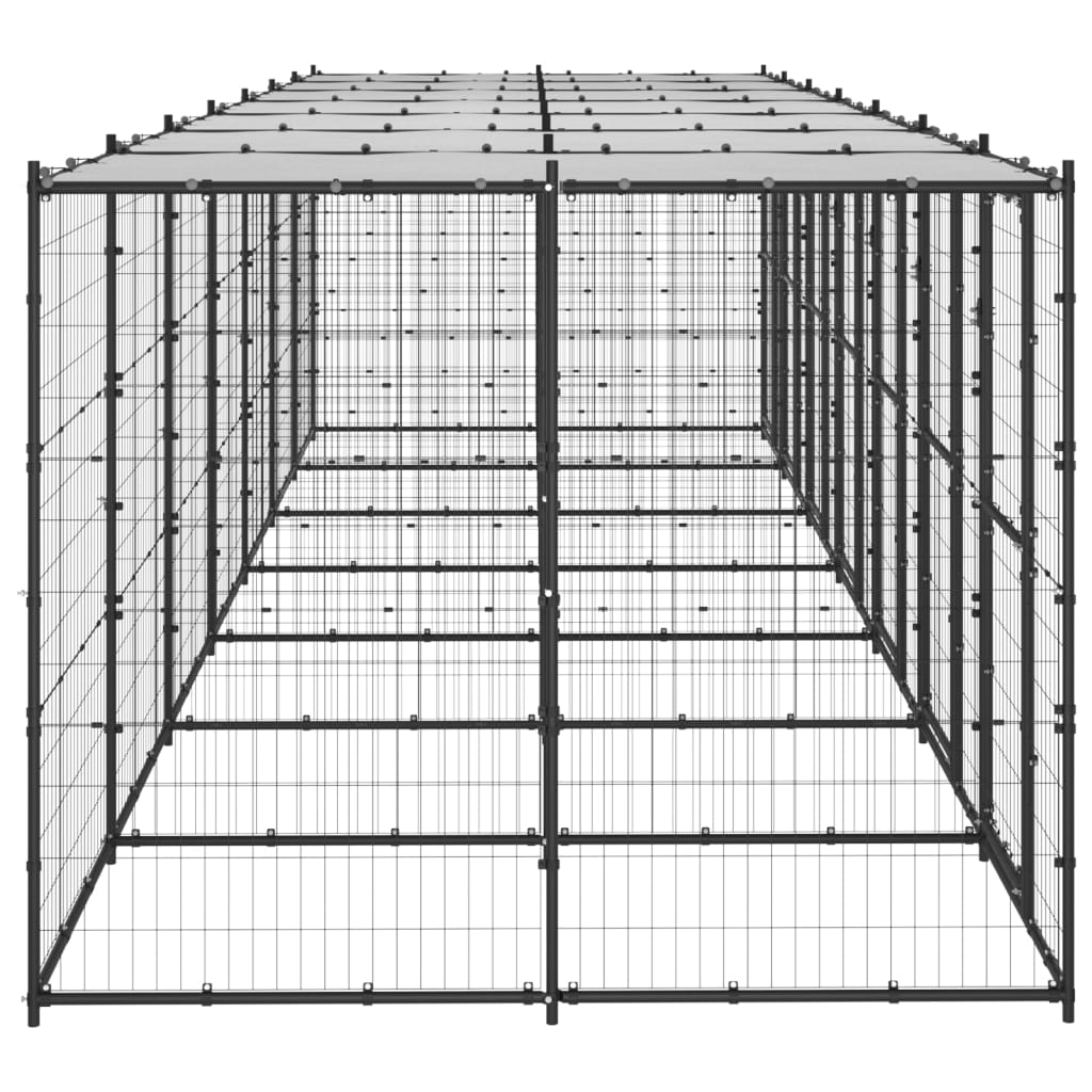 Outdoor-Hundezwinger Stahl mit Überdachung 110x220x180 cm