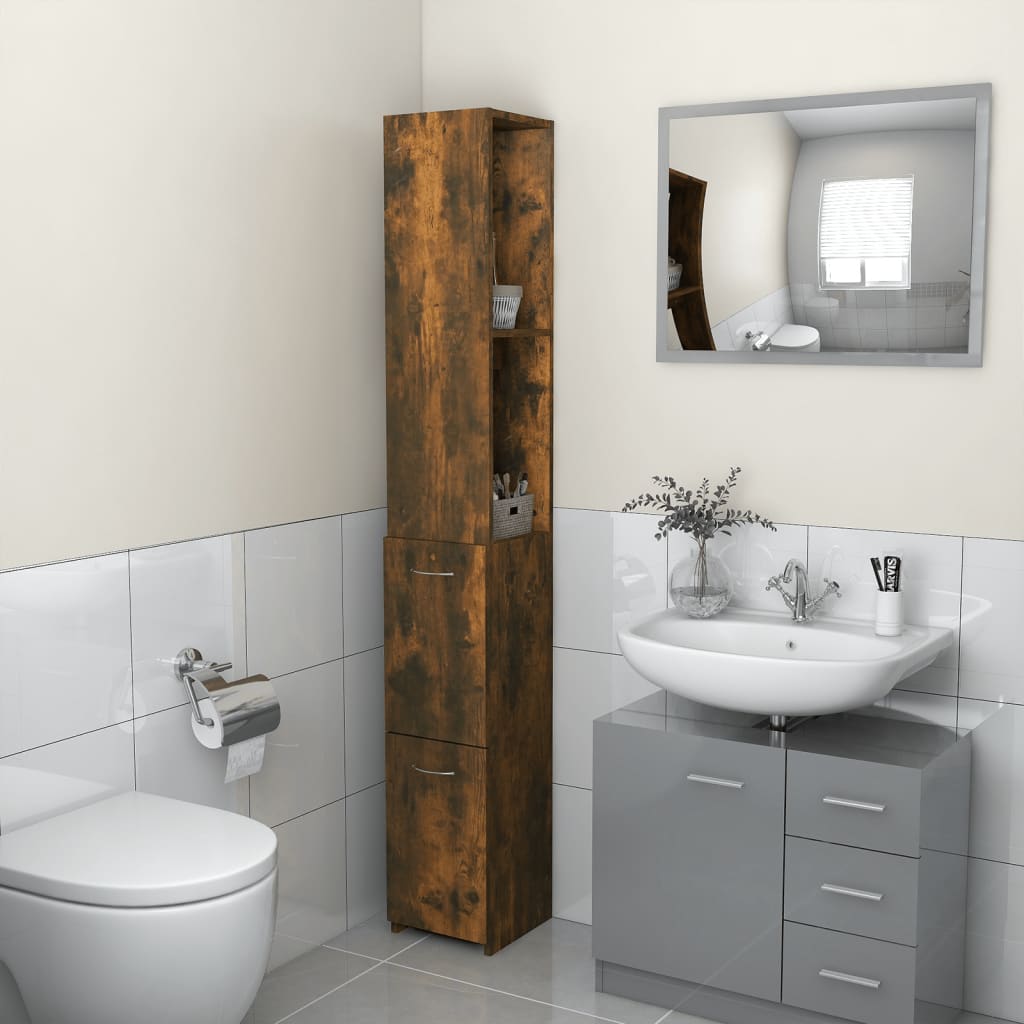 Badschrank Weiß 25x26,5x170 cm Holzwerkstoff