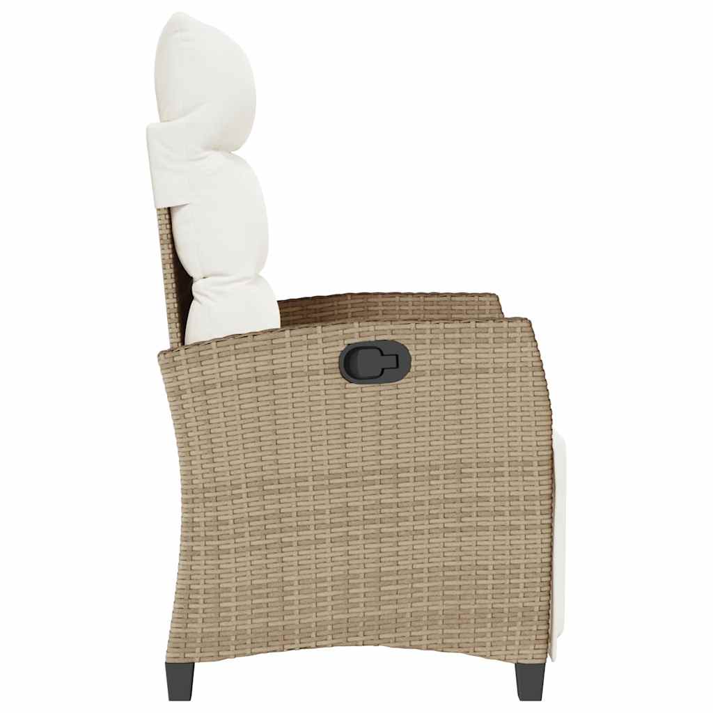 Gartensessel mit Beistelltisch Verstellbar Schwarz Poly Rattan