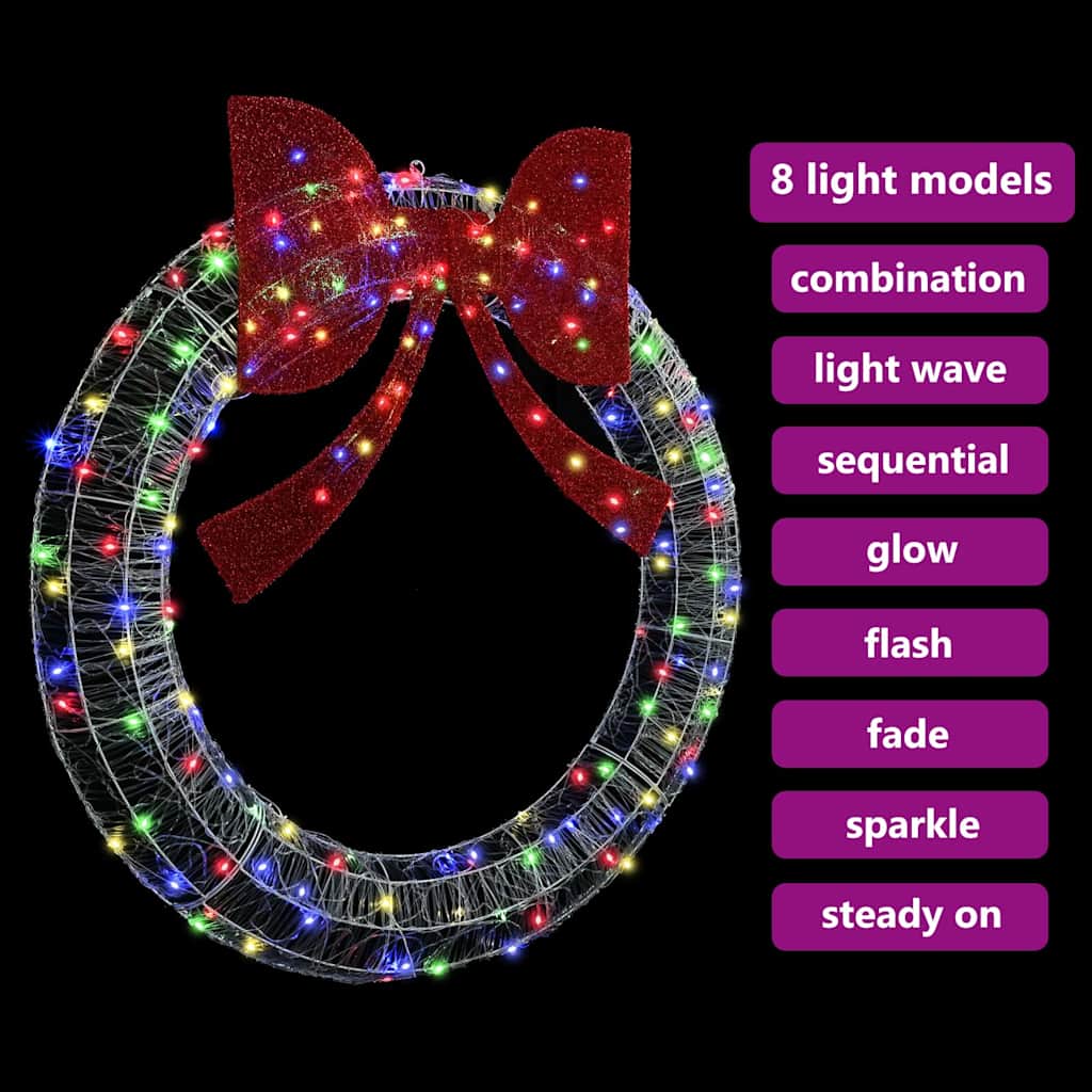 Kranz mit 60 LEDs Warmweiß 76 x 76 x 8,5 cm Acryl