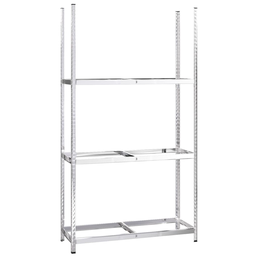 Reifenregale mit 2 Böden 3 Stk. Silbern 110x40x110 cm Stahl