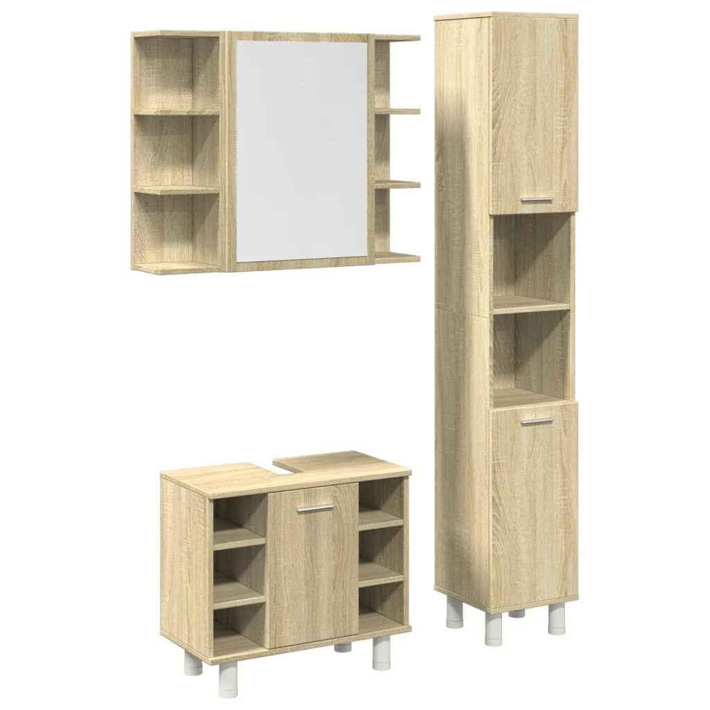 3-tlg. Badmöbel-Set Betongrau Holzwerkstoff