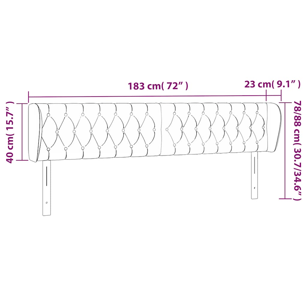 Kopfteil mit Ohren Dunkelblau 93x23x78/88 cm Samt
