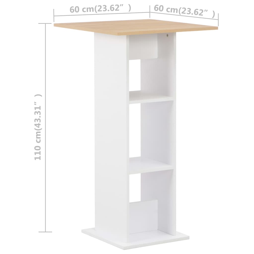Bartisch Weiß 60x60x110 cm