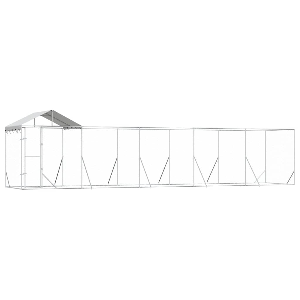 Outdoor-Hundezwinger mit Dach Silber 2x2x2,5 m Verzinkter Stahl