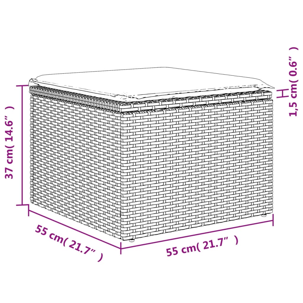 10-teiliges Gartensofa-Set mit Kissen, schwarzes Polyrattan