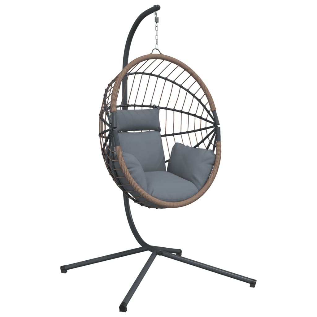 Hängesessel Ei-Design mit Ständer Anthrazit Rattan und Stahl