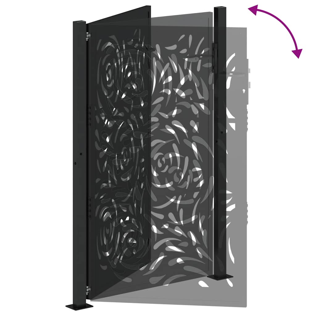 Gartentor Schwarz 100x100 cm Stahl Lichtdesign