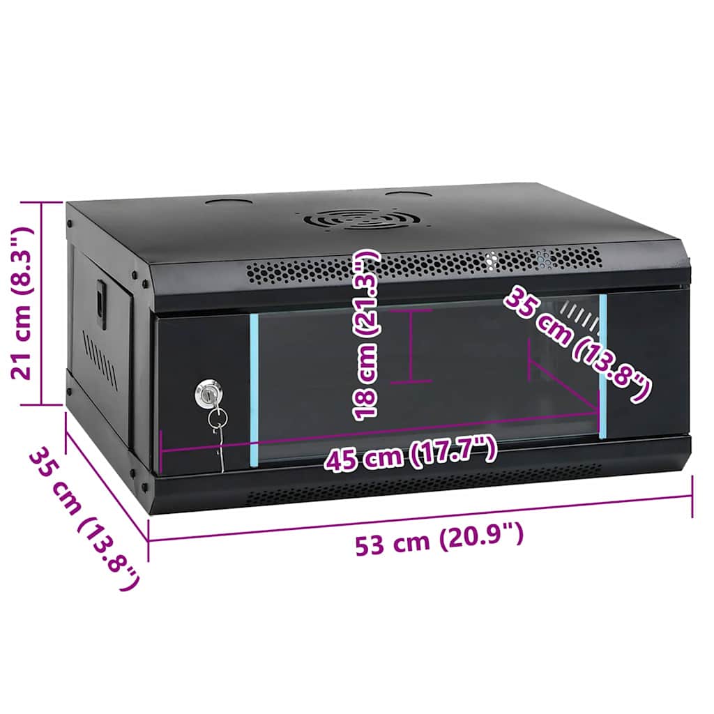 Netzwerkschrank mit Speicher Grau 60 x 45 x 28 cm Stahl