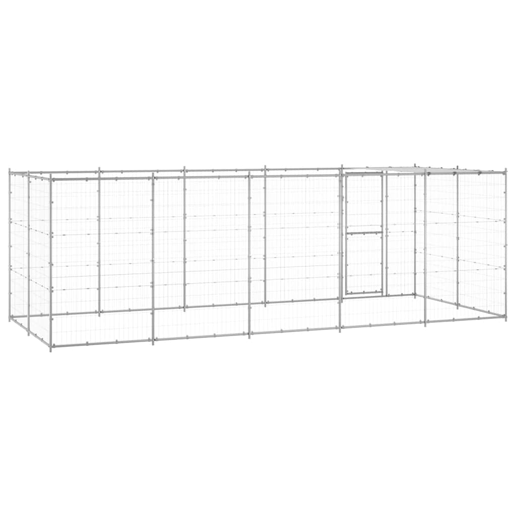 Outdoor-Hundezwinger mit Überdachung Stahl 7,26 m²