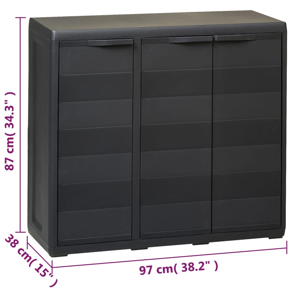 Gartenschrank mit 4 Böden Schwarz