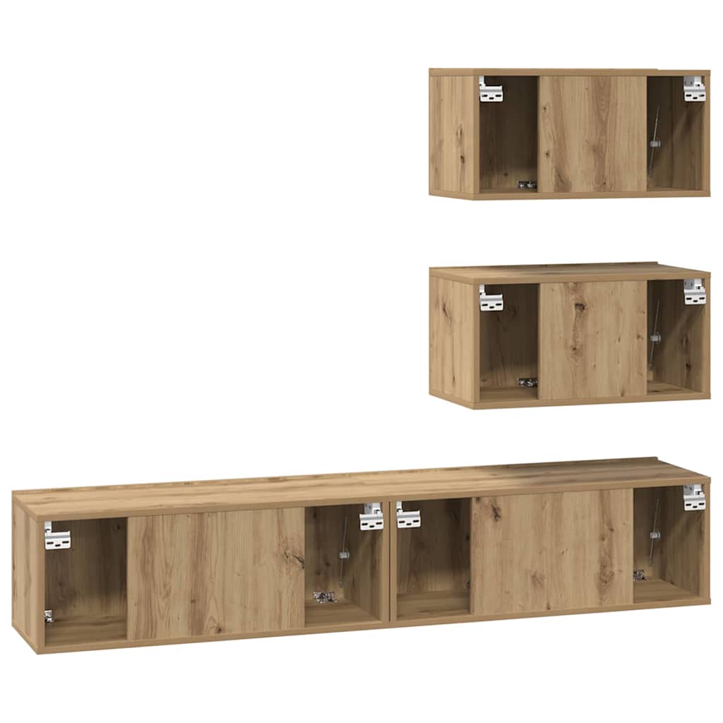 4-tlg. TV-Schrank-Set Weiß Holzwerkstoff