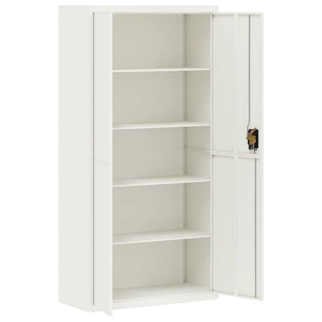 Aktenschrank mit 2 Türen Grau 90 cm Stahl