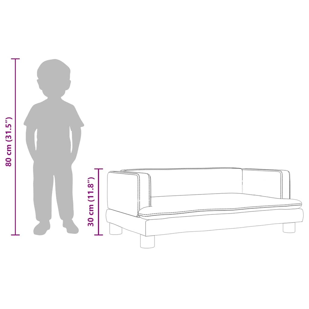 Kindersofa Blau 80x45x30 cm Samt