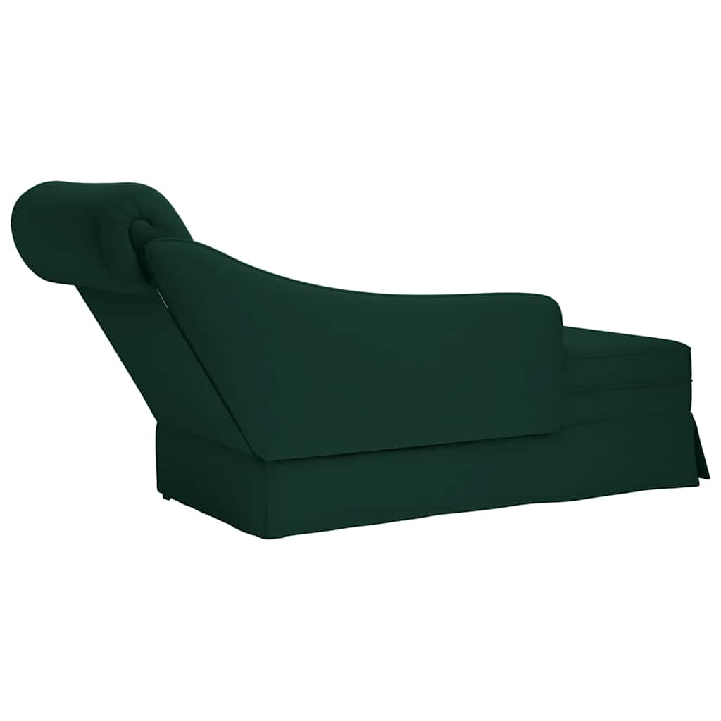Chaiselongue mit Nackenrolle und Rechter Armlehne Blau Samt