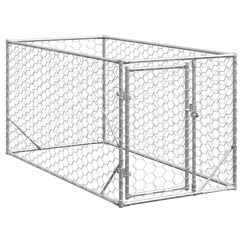 Outdoor-Hundezwinger mit Tür 2x4x1 m Verzinkter Stahl