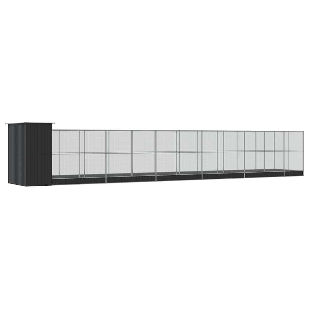Voliere mit Erweiterung Silber 416 x 203 x 216 cm Stahl