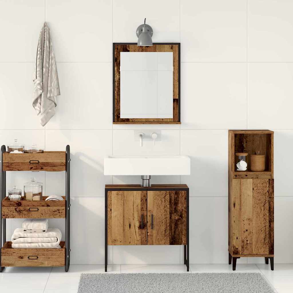 2-tlg. Badmöbel-Set Räuchereiche Holzwerkstoff