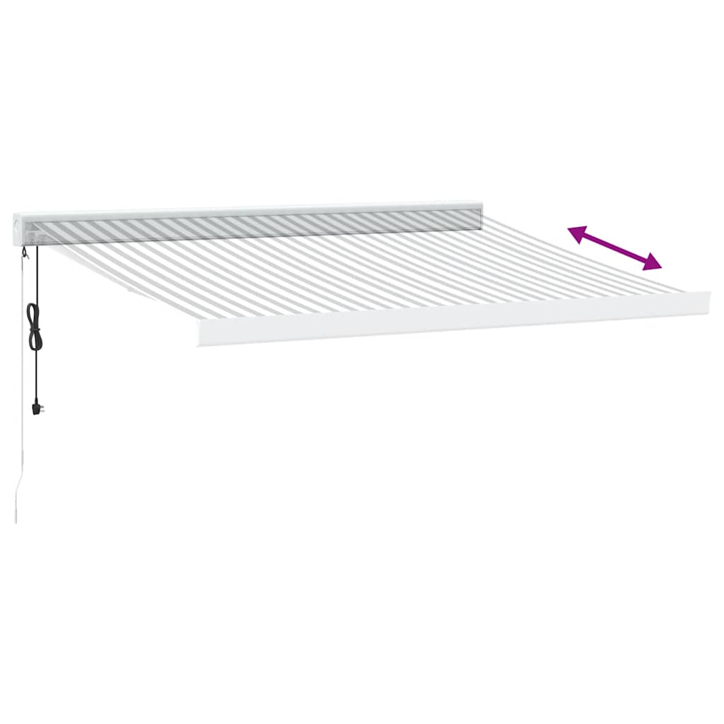 Markise Einziehbar Blau und Weiß 4x3 m Stoff und Aluminium